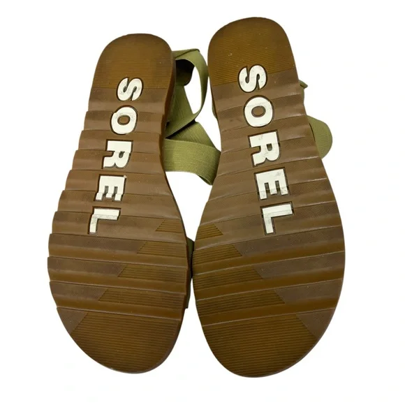 SOREL Ella II Olive Suede Leather Crisscross Sandals 8.5 - Picture 6 of 7